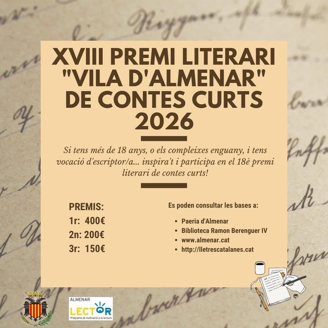 XVIII PREMI LITERARI VILA ALMENAR 2026